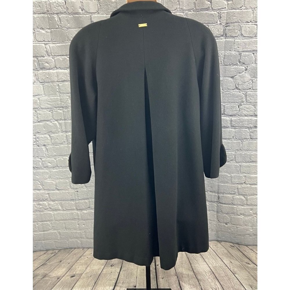 St John The Coat Collection Black Wool Swing Coat L Missing Button - Picture 9 of 10
